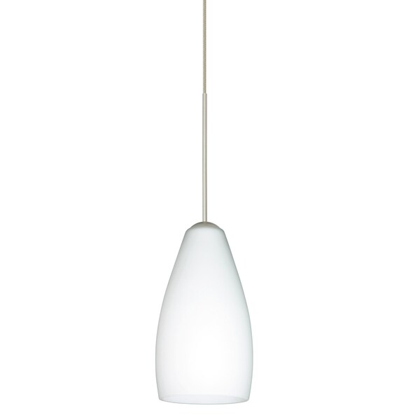 Besa Lighting Karli Cord Pendant, Opal Matte, Satin Nickel Finish, 1x5W LED 1XT-719807-LED-SN - main